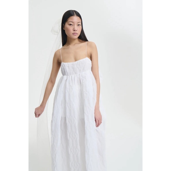 NWT Cecilie Bahnsen Vilma Dress in White Couture Wedding Gown Dramatic Bow Bride - Picture 2 of 16